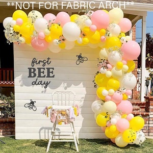 First BEE day Birthday Name Sign, Happy Birthday decal, Sign for Balloon Arch Backdrop panel, Personalized name sign, Bumblebee 1st Birthday