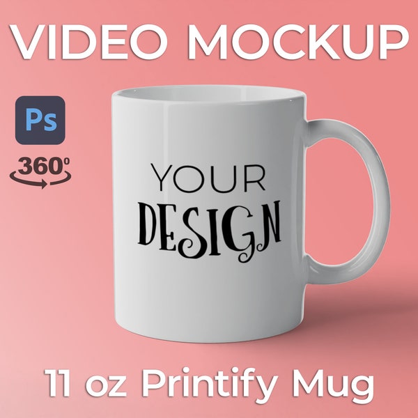 PSD Mug Mockup Animated | 11oz Mug Mockup Spinning | Mug Loop Cup | Mockup Animated 11oz | Cup Mockup | Printify mug mockup | Tasse Mockup