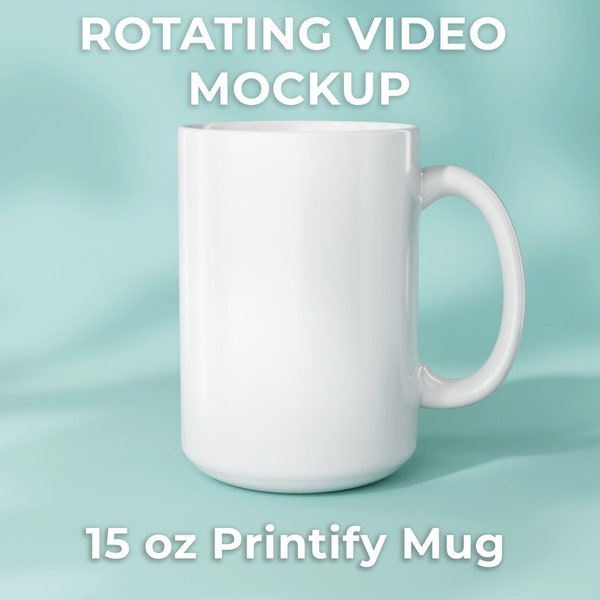 Animated 15oz Mug Mockup | Animated 15oz Cup Mockup | PSD Mug Mockup | Mug Mockup | Spinning Mug | Printify mug mockup | Cup Mockup | Loop