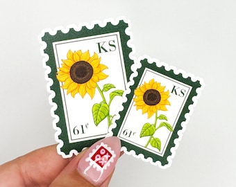 Kansas Sunflower Sticker | Vintage Inspired Botanical State Flower Stamp | Laptop Sticker
