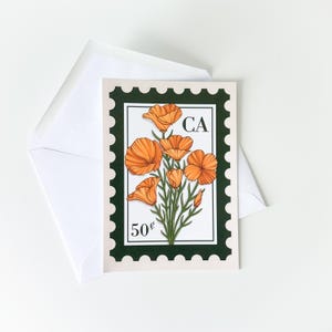 California Poppy Stamp Art Print + Envelope