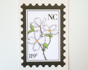 North Carolina Dogwood Stamp 4x6 Art Print