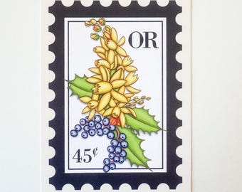 Oregon Grape Stamp 4x6 Art Print