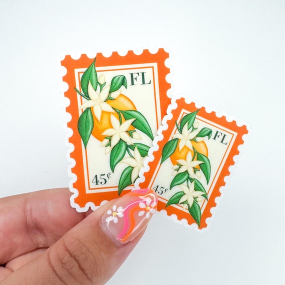 Florida Orange Blossom Sticker | Vintage Inspired Botanical State Flower Stamp | Laptop Sticker