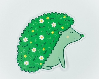 Floral Hedgehog Sticker: Matte Vinyl Die Cut