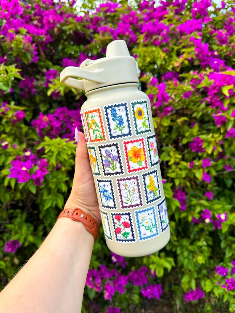 Sticker oranjebloesem van Florida | Vintage geïnspireerde botanische staat bloemenstempel | Laptopsticker afbeelding 3