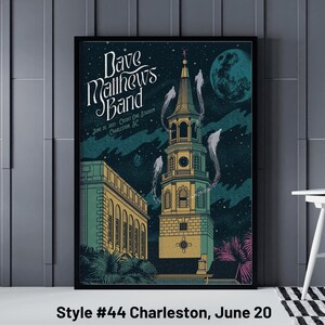 Pósters de todos los conciertos de Dave Matthews Band, póster del DMB Hollywood Casino Amphitheatre Maryland, póster del DMB Blossom Music Center, póster del DMB Virginia