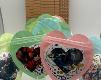 Book Lover Gift Pack: Mystery Stickers, Bookmark, USB-C Plug, & 2 Blank Reading List Library Card