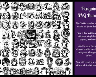 Penguin Theme SVG Bundle (75 Individual SVG’s)