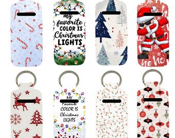 Single Neoprene Lip Balm Holder: Christmas Theme Options (Choose 1)