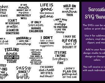 Lot de citations sarcastiques SVG (18 SVG)