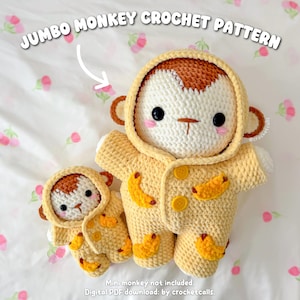 Jumbo Monkey in Pajamas Pattern | Crochet Amigurumi PDF