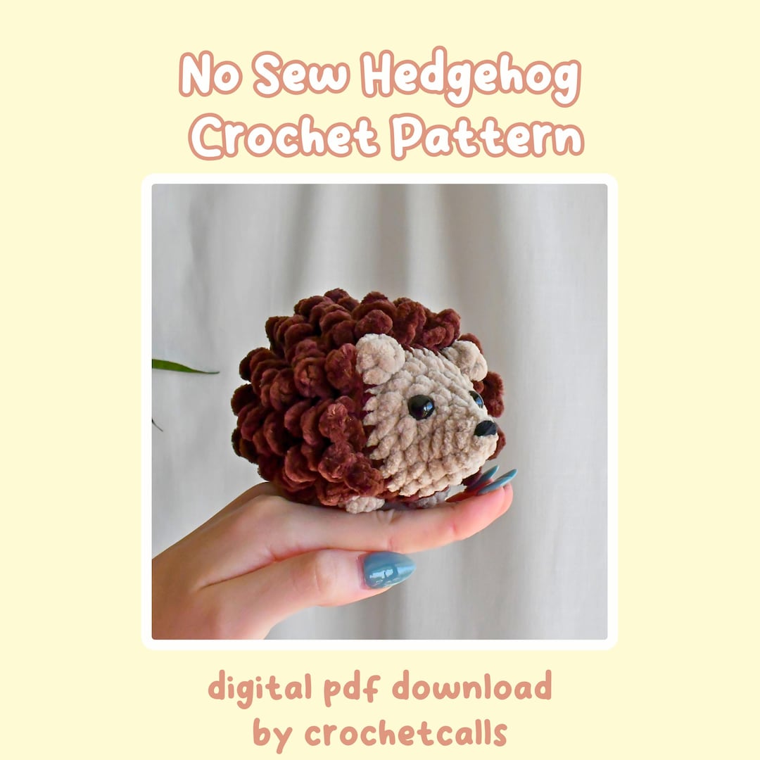 縫わずに作れるハリネズミのぬいぐるみパターン、初心者向け編みぐるみ