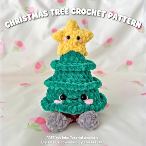 No Sew Christmas Tree Crochet Pattern | Low Sew Removable Star Topper | Amigurumi PDF Tutorial