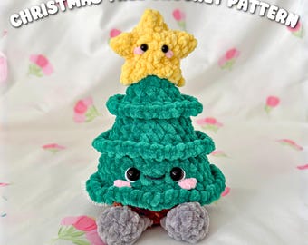 No Sew Christmas Tree Crochet Pattern | Low Sew Removable Star Topper | Amigurumi PDF Tutorial