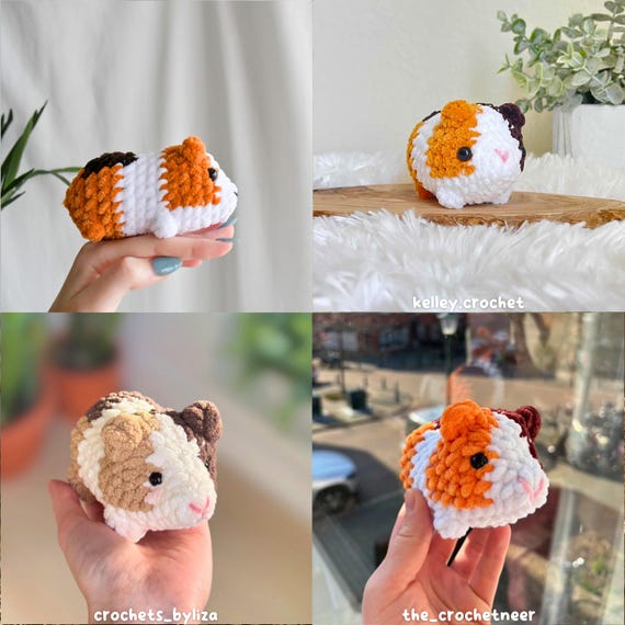 縫わずに編めるモルモットのぬいぐるみの作り方、初心者向けあみぐるみ