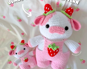 Jumbo Strawberry Cow Pattern | Crochet Amigurumi PDF
