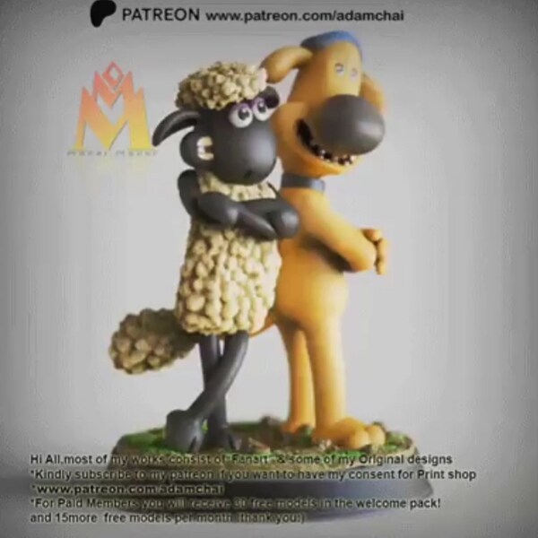 Zaul le mouton et Pifter le chien figurine imprimée 3D en résine 12K de haute qualité pour les nostalgiques, statue de fan de dessin animé