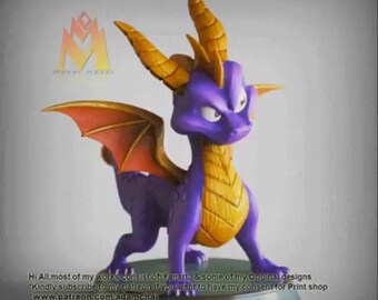 Shyro le dragon figurine imprimée 3D en résine 12 carats de haute qualité, statue de fan art, figurine de jeu vidéo à collectionner