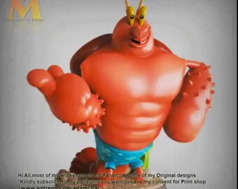 Lenny the Lobster - Figurine imprimée 3D en résine 12 carats de haute qualité, statue de fan art