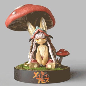 Lalachi Made in Babyss Abs High Quality 12K Resin 3D Printed Figure, Made in Babyss Fan Art Statue, Anime Figurine with Mushroom Base