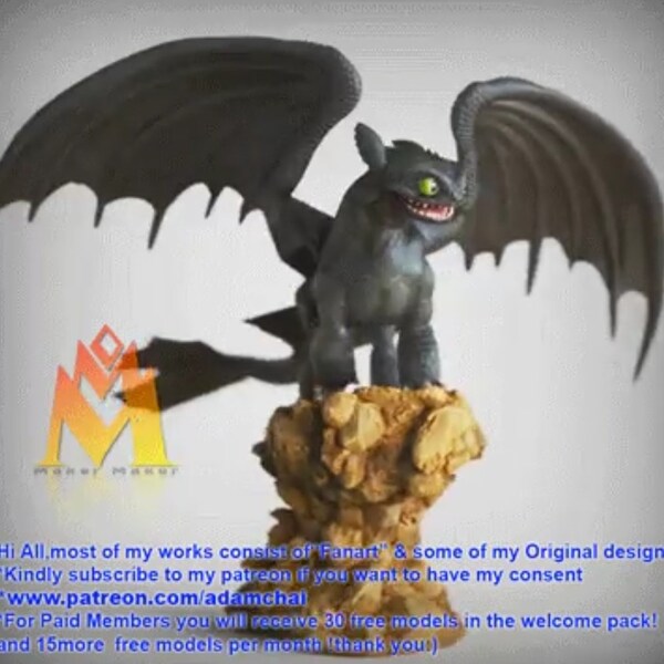 Dentier bouche ouverte de Comment jouer avec votre dragon, figurine imprimée 3D en résine 12 carats de haute qualité, statue de fan art, statue de dragon noir