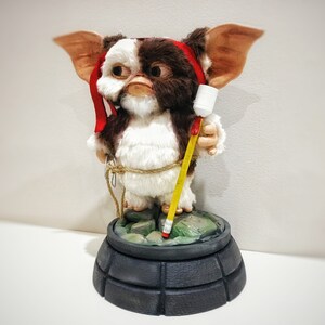 Figurine Gizmo Rambo à fourrure de 26 cm, jouet imprimé 3D inspiré des Gremlins, statue en peluche Gizmo réaliste, cadeau pour les fans de Mogwai image 8