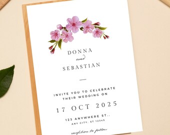 Pink Floral Wedding Timeline Editable Template, Wildflower Invite, Ceremony Program Instant Download