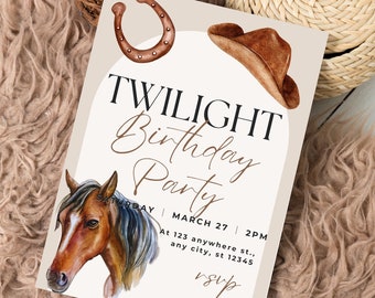 Horse Birthday Party Invitation, Horse Birthday Invite, Party Evite Editable Template, Instant Download