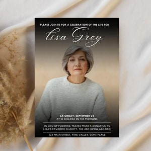 Funeral Memorial Card, Digital Funeral Invitation, Memorial Editable Template, Bereavement Card Instant Download