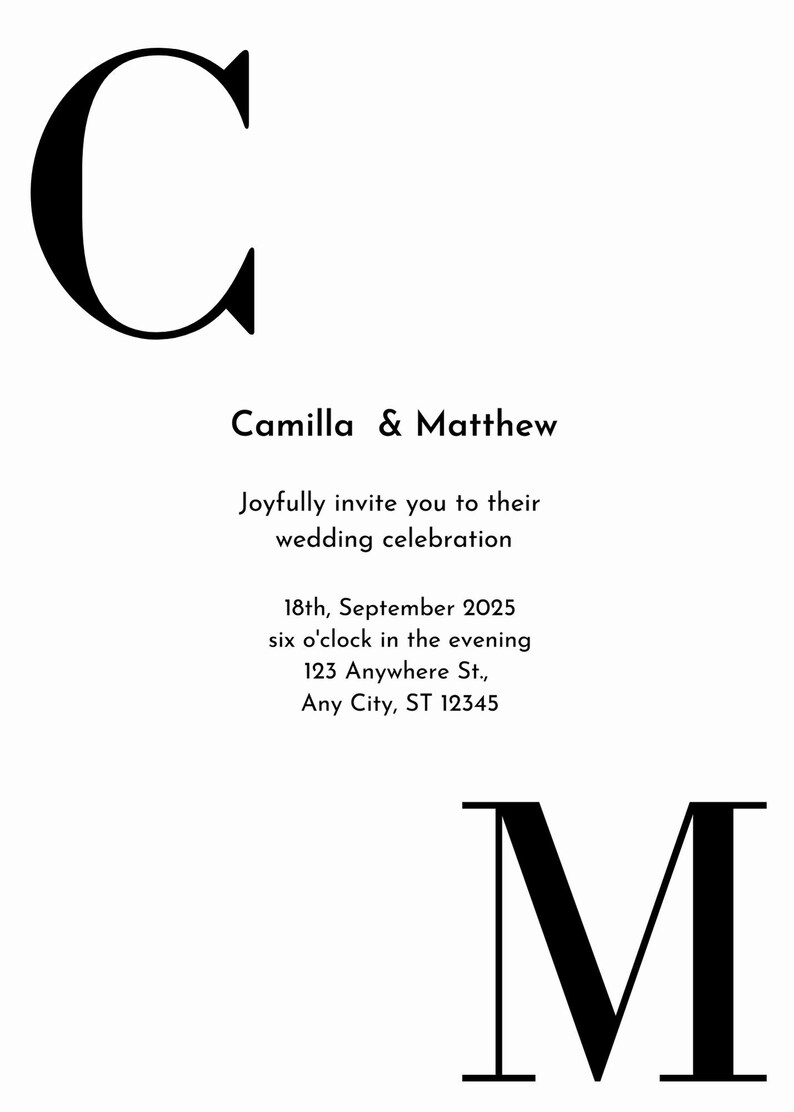 White and Black Wedding Timeline Template, Modern Wedding Day