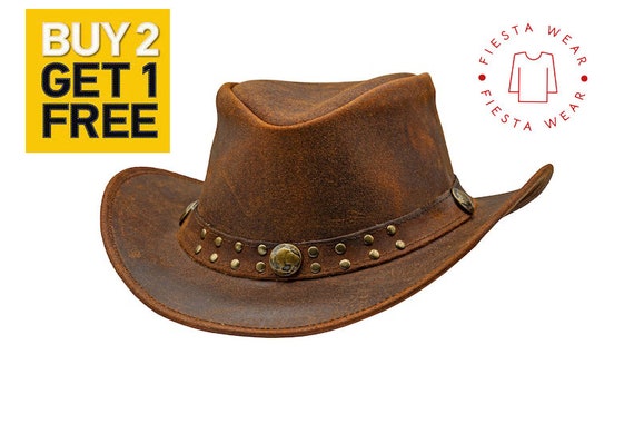 Outback Hat Shapeable Into Leather Cowboy Hat Durable Leather Hats for Men  Western Hat Western Hats for Men 