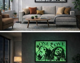 Glow in the Dark Lion Wall Art, Ruminating Artwork, Home Decor
