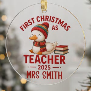 First Year Teacher Personalized Christmas Ornament, Custom teacher ornament, Gift for new teacher, Holiday gift for teacher Teacher keepsake