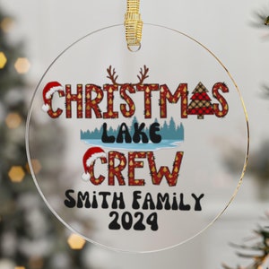 Custom Christmas Lake Crew 2025 ornament, Personalized Holiday Lake Vacation Ornament, Lake Life, Retro Christmas Lake Vacation Keepsake
