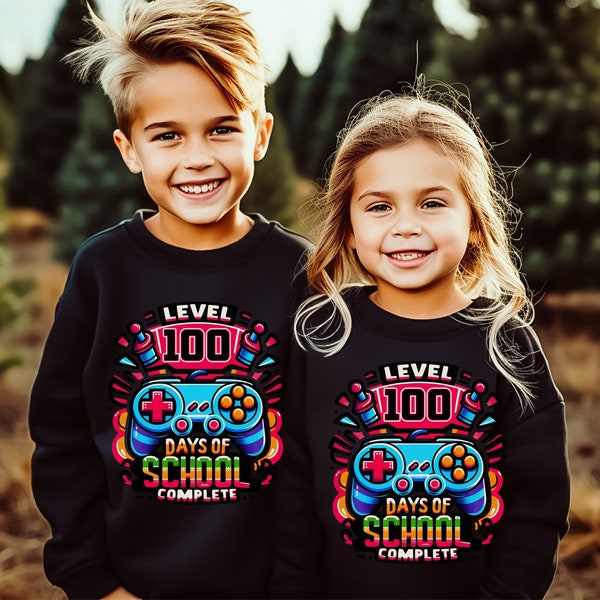 Kinder 100 Tage Schule Sweatshirt, Zurück zu Schule Shirt, Schulgeist Pullover, Videospiel Liebhaber, 100 Tage Schulgeschenk, Schulausrüstung