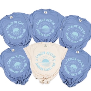 Personalisiertes Cancun Mexiko Familienurlaubs-Shirt, Familienname, passende Hemden, maßgeschneiderte Familienreise-T-Shirt, Familientreffen-Strandreise