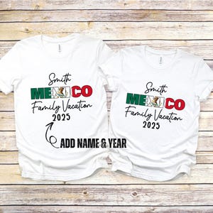 Benutzerdefinierte Mexiko Familienurlaub Shirt mit Namen & Jahr Personalisierte Familiengruppe TShirt Familientreffen passendes T-Shirt Passendes Geburtstagsreiset-stück