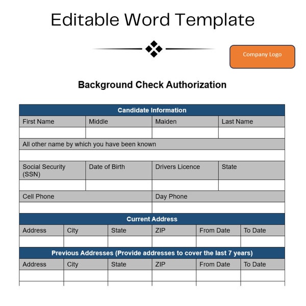 Employee background check template etsy