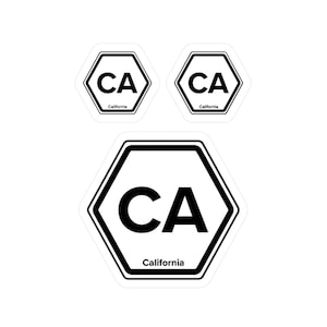Pegatina de viaje del estado de 2 letras de California La forma hexagonal encaja muy bien al agregar otros estados