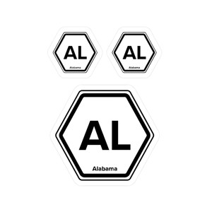 Pegatina de viaje del estado de 2 letras de Alabama La forma hexagonal encaja muy bien al agregar otros estados