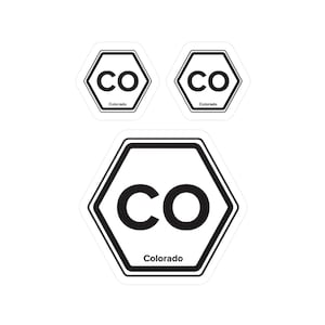 Adesivo de viagem estadual de 2 letras do Colorado em formato hexagonal se encaixa perfeitamente ao adicionar outros estados