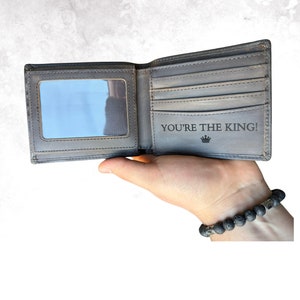 Personalized Leather Custom Logo Perfect Wallet Christmas Engraved Genuine Wallet whit photo. Monogram man wallet Boyfriend Husband Dad.