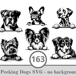 163 paquetes de svg de perros asomando para láser, perros svg, perro svg para cricut