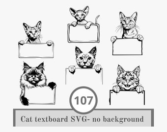 107 Cat head with textbox Svg, Cat head Clipart, Cat Breed Svg , Cat Head Svg Cut Files , Cat Face Svg, Laser Engraving Cat Svg