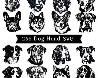 265 Dog Head Svg, Dog Head Clipart, Dog Breed Svg , Dog Head Svg Cut Files , Dog Face Svg, Laser Engraving Dog Svg