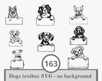 163 dogs svg bundle with textbox, dog svg for cricut,dog breed svg , dog svg for laser engraving,peeking dog svg