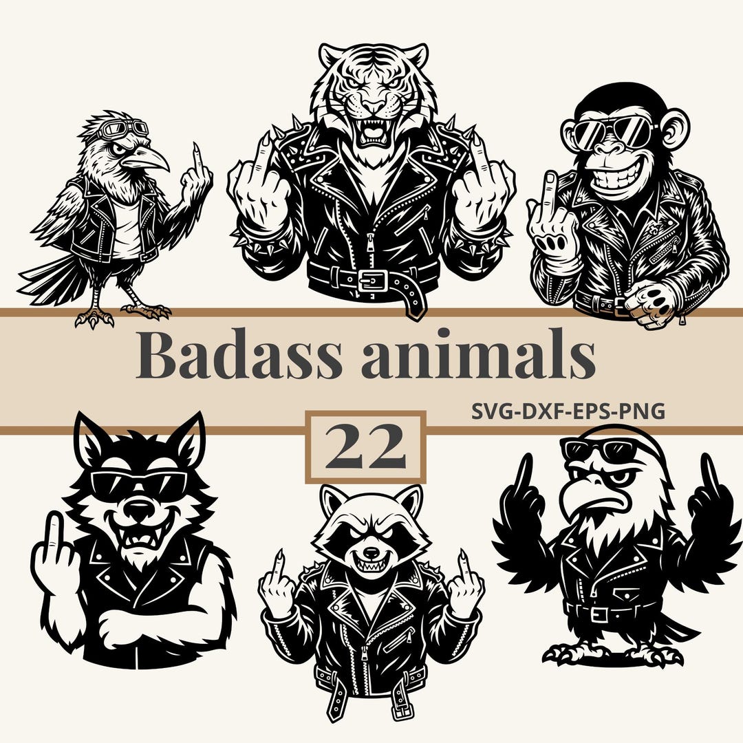 Badass Animals SVG Bundle Middle Finger Club Digital Download For Badass Animals SVG Bundle Middle Finger Club Digital Download For