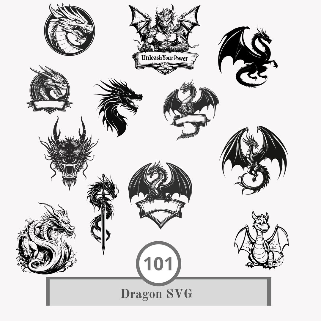 Dragon SVG Bundle | Fantasy Clipart | Cricut & Silhouette Cut Files ...