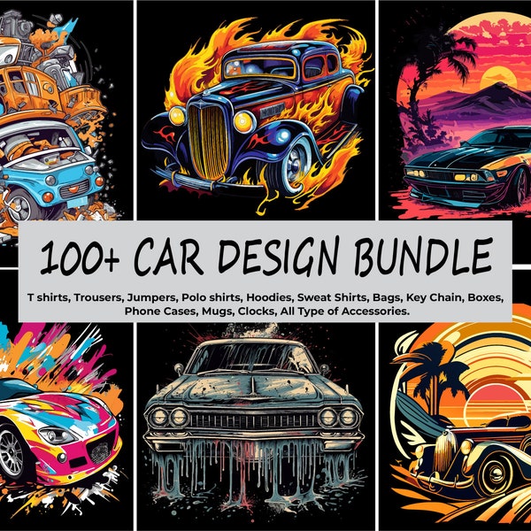 Auto T Shirt Design Bundle 100 Retro Auto Streetwear Urban Shirt Designs Print On Demand Digital Prints tee with File svg, ai, png, jpg, pdf